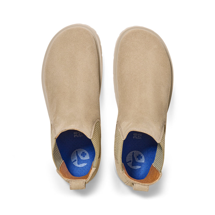 Highwood W Taupe Suede Leather top view