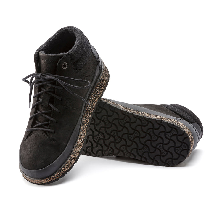Birkenstock Honnef High Black Oiled Nubuck Leather sole view