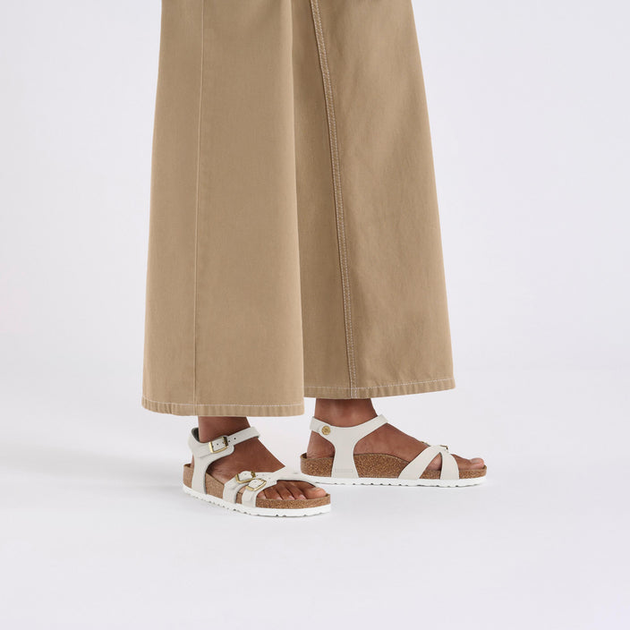 Birkenstock Kumba Antique White Nubuck Leather on model 1