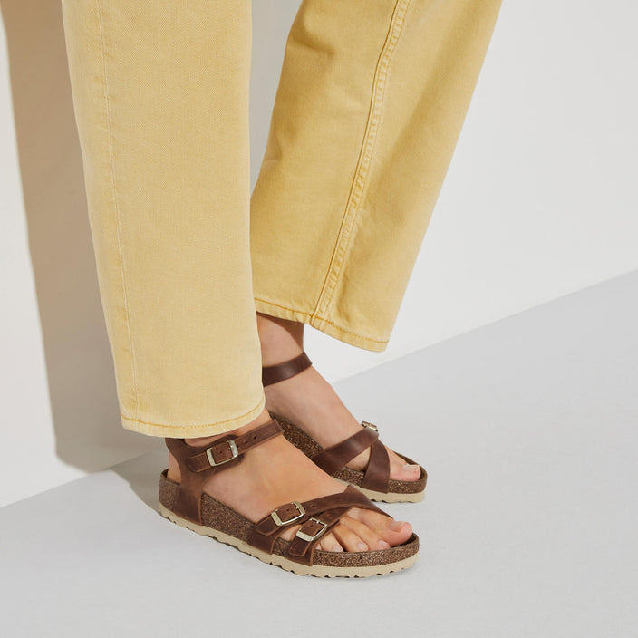 Birkenstock Kumba Cognac Oiled Leather on model 2