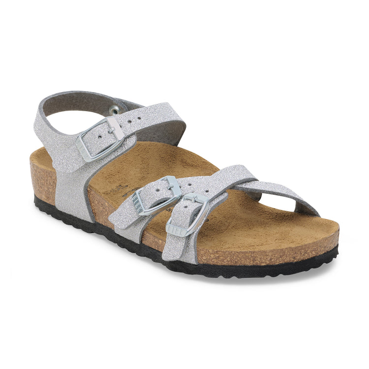Birkenstock Kumba Kids Shiny Glitter Silver Synthetic 