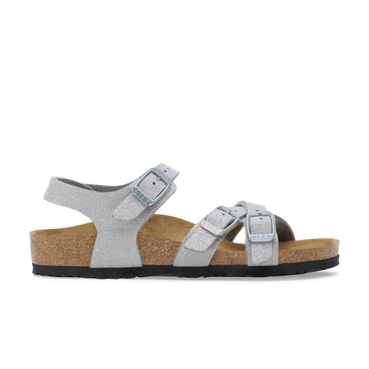Birkenstock Kumba Kids Shiny Glitter Silver Synthetic side view