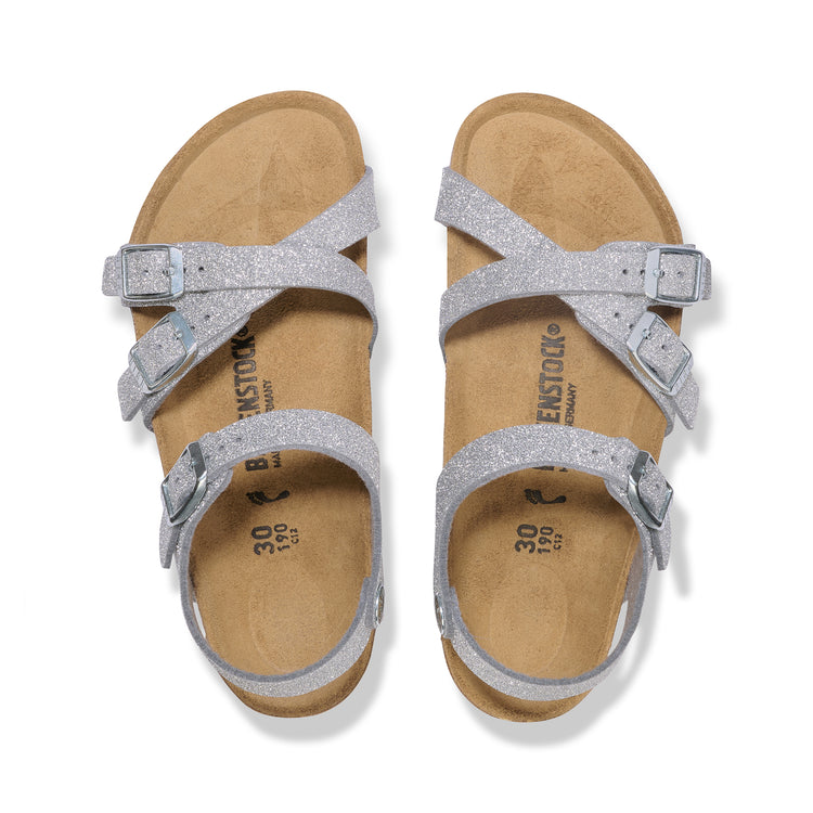 Birkenstock Kumba Kids Shiny Glitter Silver Synthetic top view