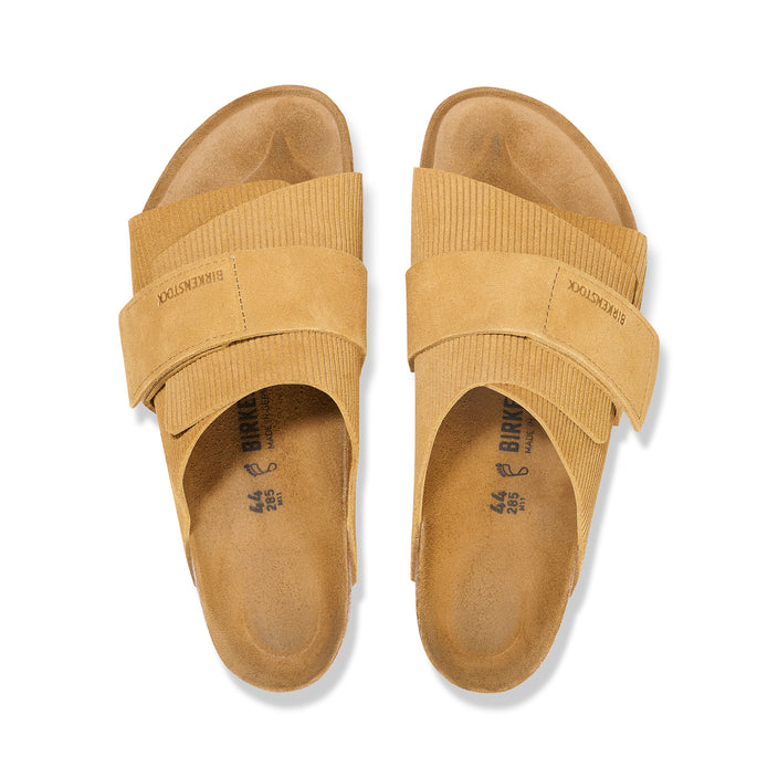 Birkenstock Kyoto Corduroy Cork Brown Embossed Suede Leather top view