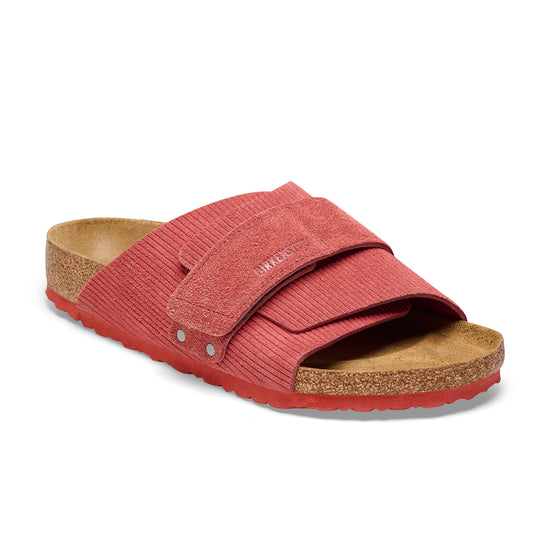 Birkenstock Kyoto Corduroy Sienna Red Embossed Suede Leather