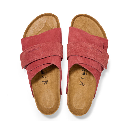 Birkenstock Kyoto Corduroy Sienna Red Embossed Suede Leather top view