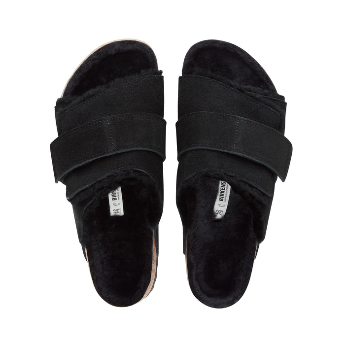 Birkenstock Kyoto Shearling Black Suede Leather/Shearling top view