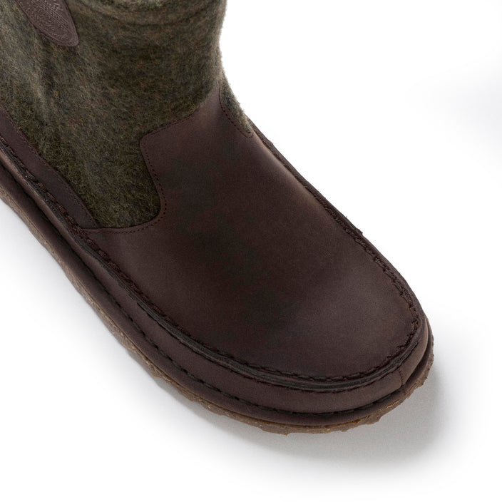 Birkenstock Lahti Roast/Forest Green Wool/Oiled Leather detail 1 view