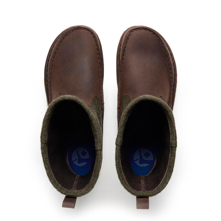 Birkenstock Lahti Roast/Forest Green Wool/Oiled Leather top view
