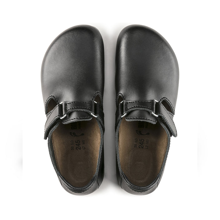 Birkenstock Australia Linz Supergrip Black Smooth Leather top view