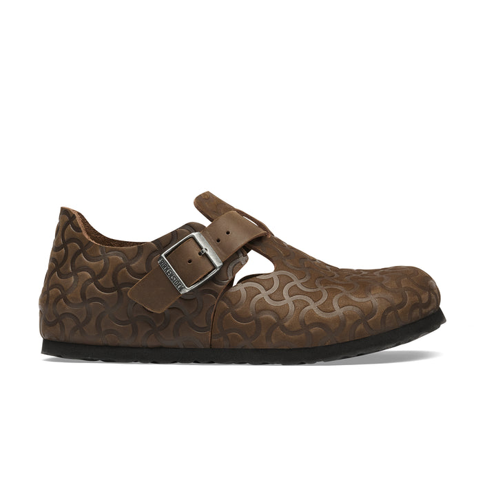 Birkenstock Australia London Bone Emboss Carafe Natural Leather side view