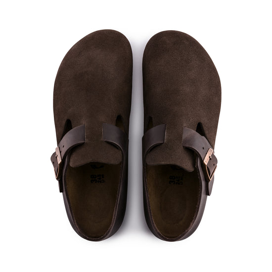 Birkenstock London Ebony Oiled/Suede Leather top view