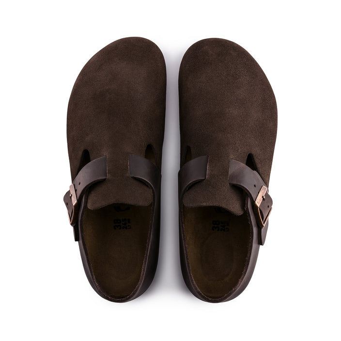 Birkenstock London Ebony Oiled/Suede Leather top view