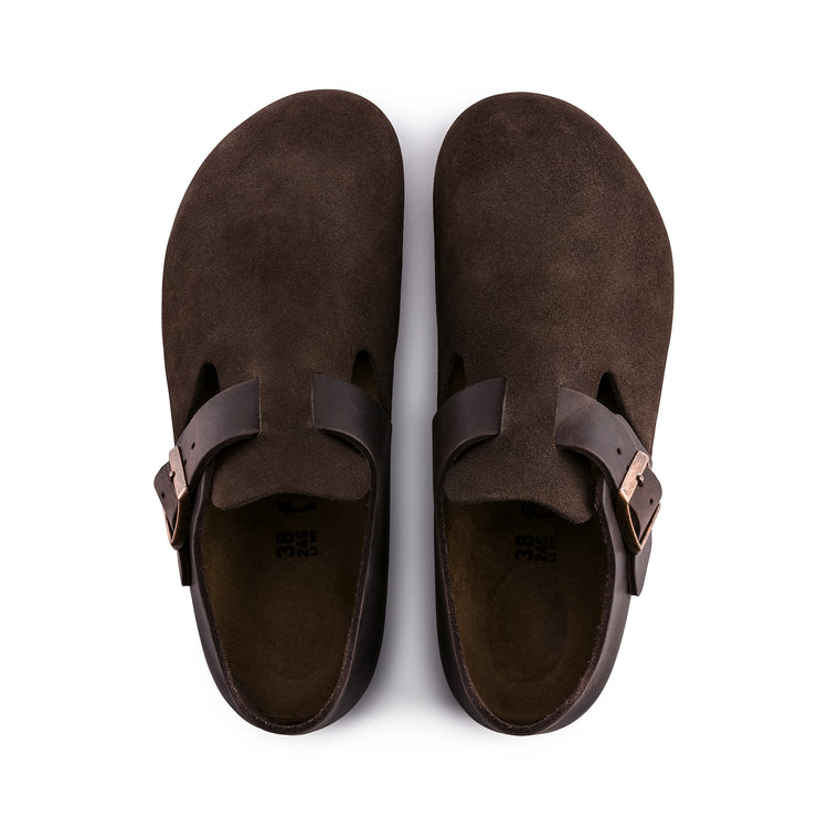 Birkenstock London Ebony Oiled/Suede Leather top view