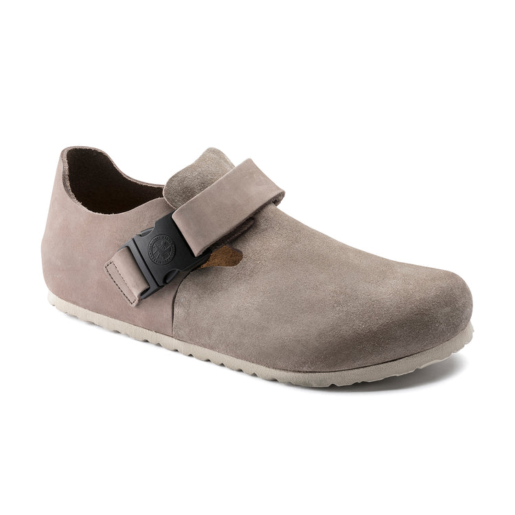 Birkenstock London QR Buckle Taupe Suede Leather 