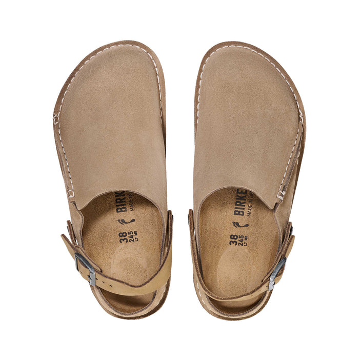 Birkenstock Lutry Grey Taupe Suede Leather top view