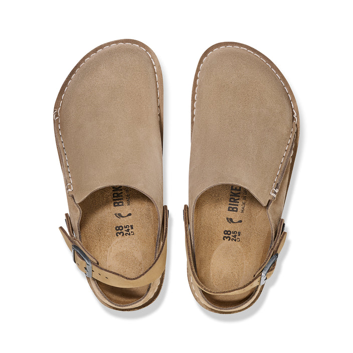 Birkenstock Lutry Grey Taupe Suede Leather top view