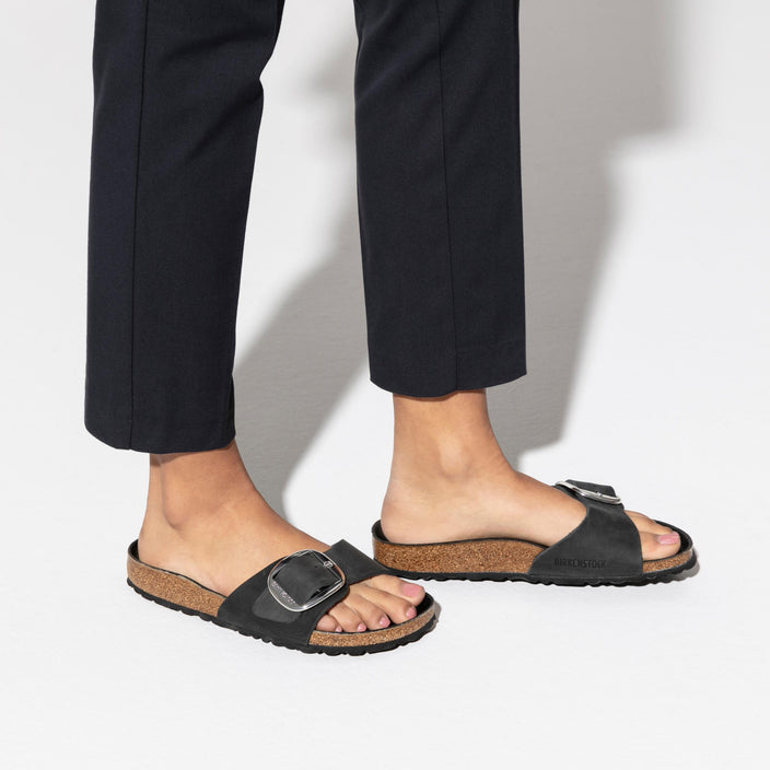 Birkenstock Madrid Big Buckle Black Oiled Leather on model 2