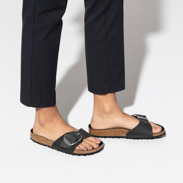 Birkenstock Madrid Big Buckle Black Oiled Leather on model 2