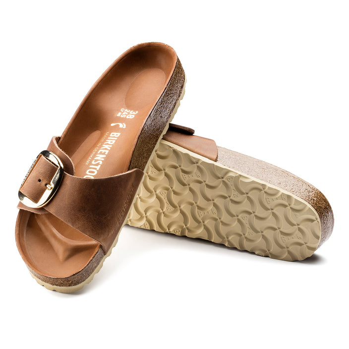 Birkenstock Madrid Big Buckle Cognac Oiled Leather sole view
