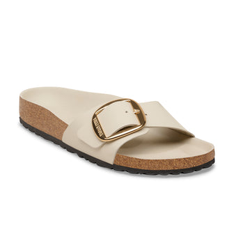 Birkenstock Australia Madrid Big Buckle High Shine Oyster Natural Leather Patent 