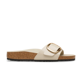 Birkenstock Australia Madrid Big Buckle High Shine Oyster Natural Leather Patent side view