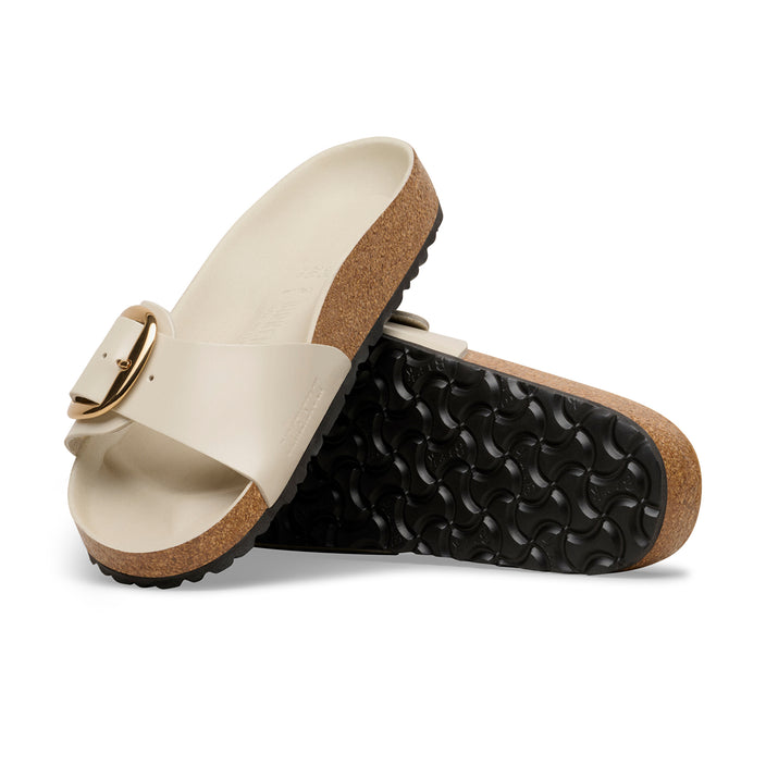 Birkenstock Australia Madrid Big Buckle High Shine Oyster Natural Leather Patent sole view