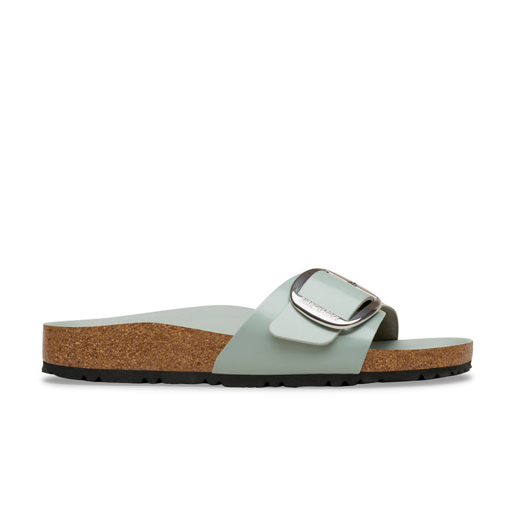 Birkenstock Australia Madrid Big Buckle High Shine Pure Sage Natural Leather Patent side view