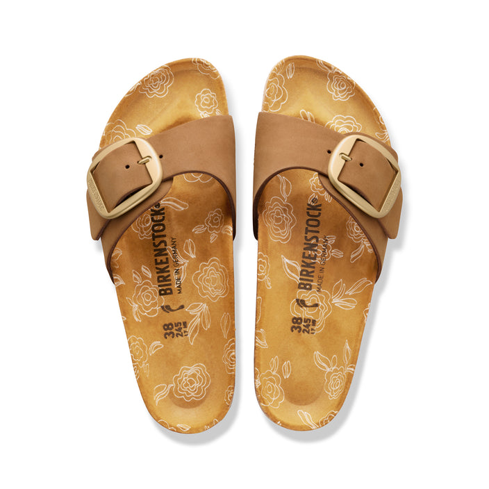 Birkenstock Australia Madrid Big Buckle Mink Printed Footbed Nubuck Leather top view