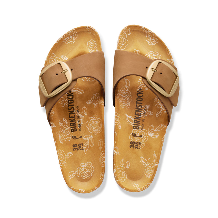 Birkenstock Australia Madrid Big Buckle Mink Printed Footbed Nubuck Leather top view