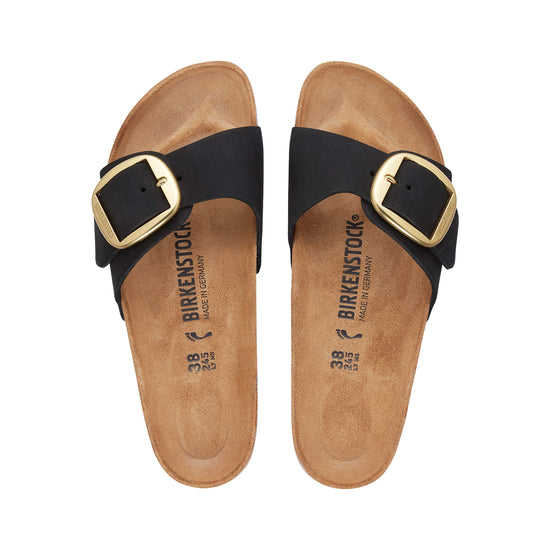 Birkenstock Madrid Big Buckle Black Nubuck Leather top view