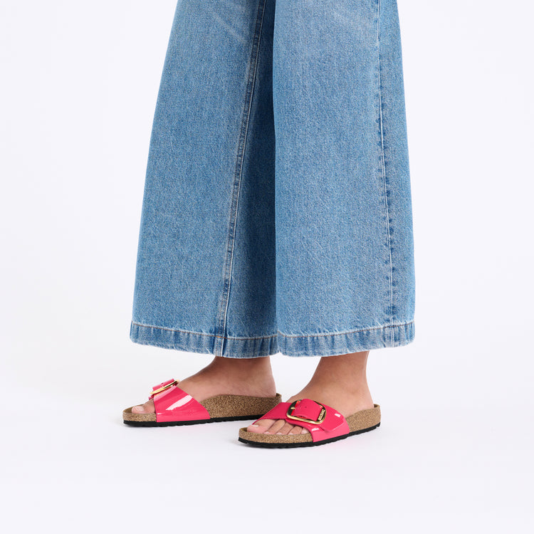 Birkenstock Madrid Big Buckle Patent Fuchsia Fusion Birko Flor on model 1