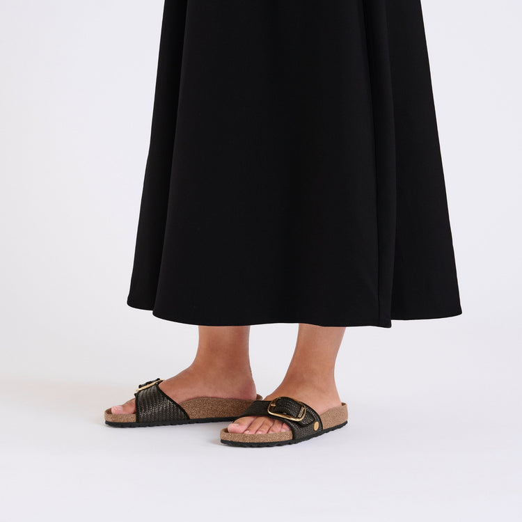 Madrid Big Buckle Raffia Black Textile