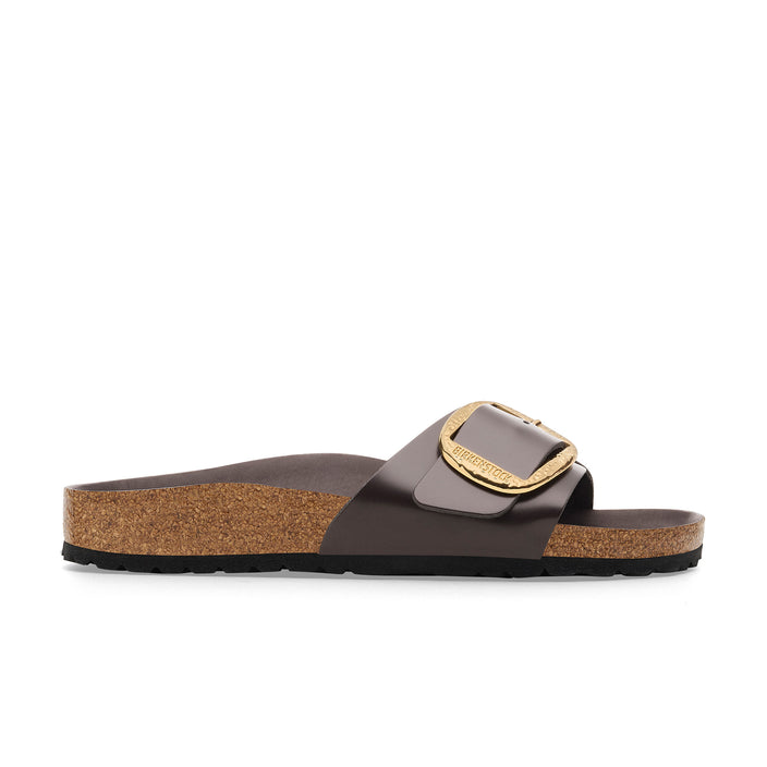 Birkenstock Madrid Hammered Big Buckle High Shine Espresso Natural Leather Patent side view