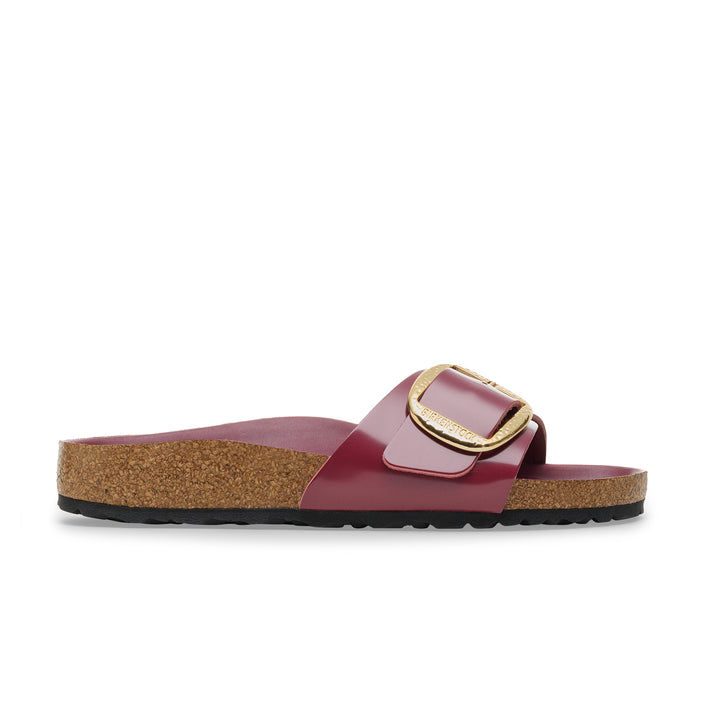 Birkenstock Madrid Hammered Big Buckle High Shine Zinfandel Natural Leather Patent side view