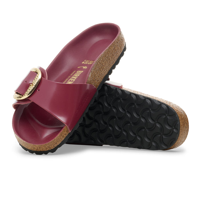 Birkenstock Madrid Hammered Big Buckle High Shine Zinfandel Natural Leather Patent sole view