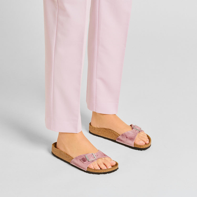 Birkenstock Madrid Lavender Oiled Leather on model 1