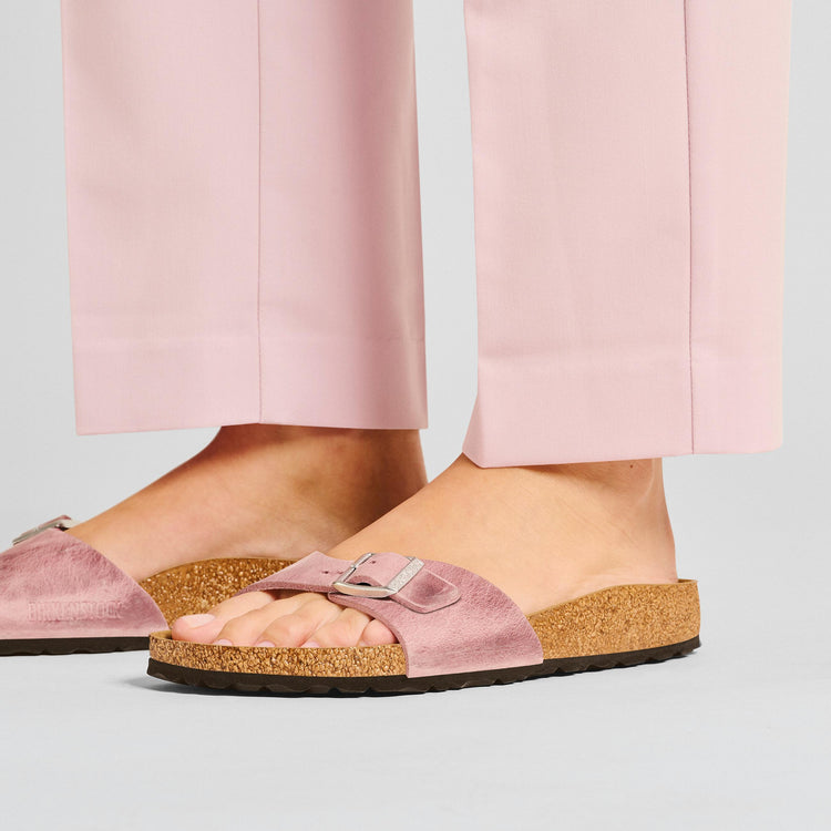 Birkenstock Madrid Lavender Oiled Leather on model 2