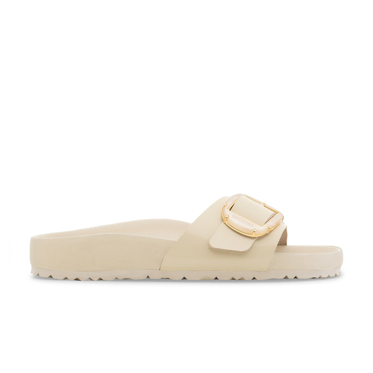 Birkenstock Madrid Pearl Big Buckle High Shine Ecru Natural Leather Patent side view