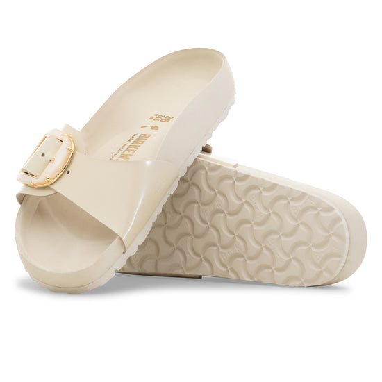 Birkenstock Madrid Pearl Big Buckle High Shine Ecru Natural Leather Patent sole view