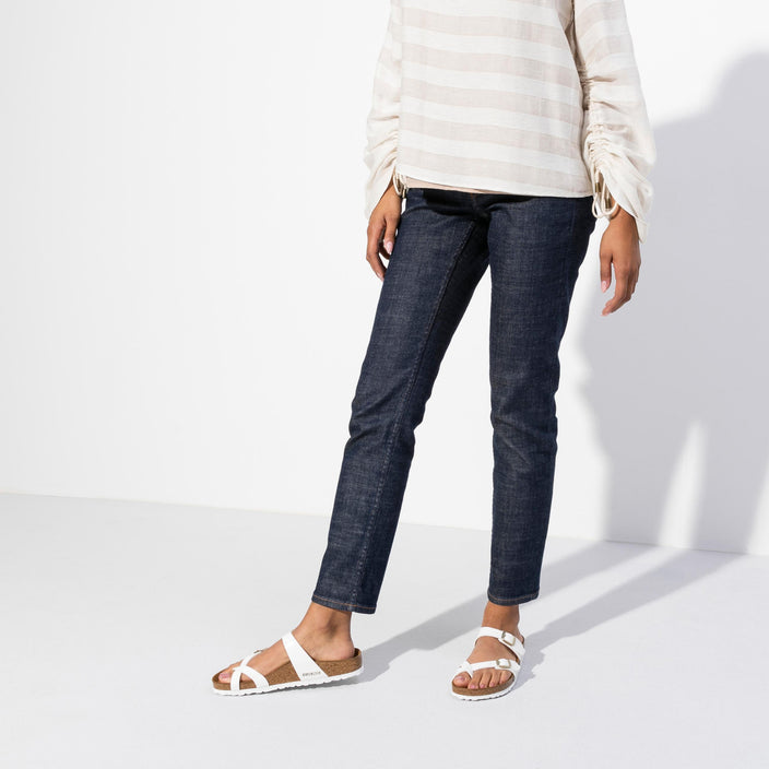 Birkenstock Mayari Patent White Birko Flor on model 1