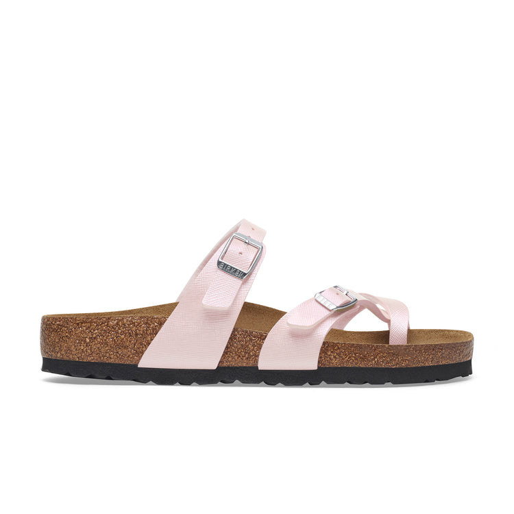 Birkenstock Mayari Saffiano Iridescent Light Rose Embossed Birko-Flor side view