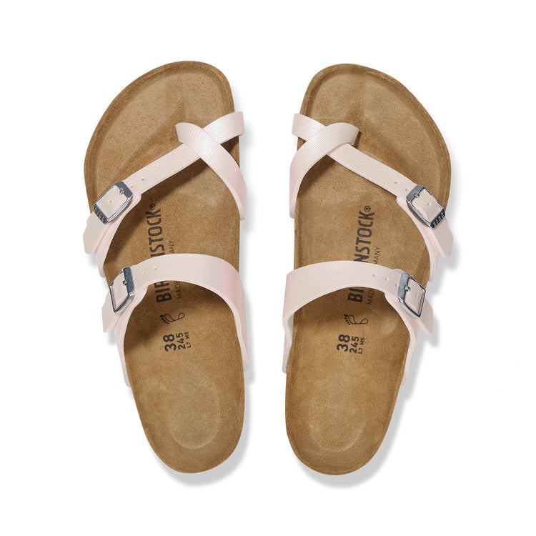 Birkenstock Mayari Saffiano Iridescent Light Rose Embossed Birko-Flor top view