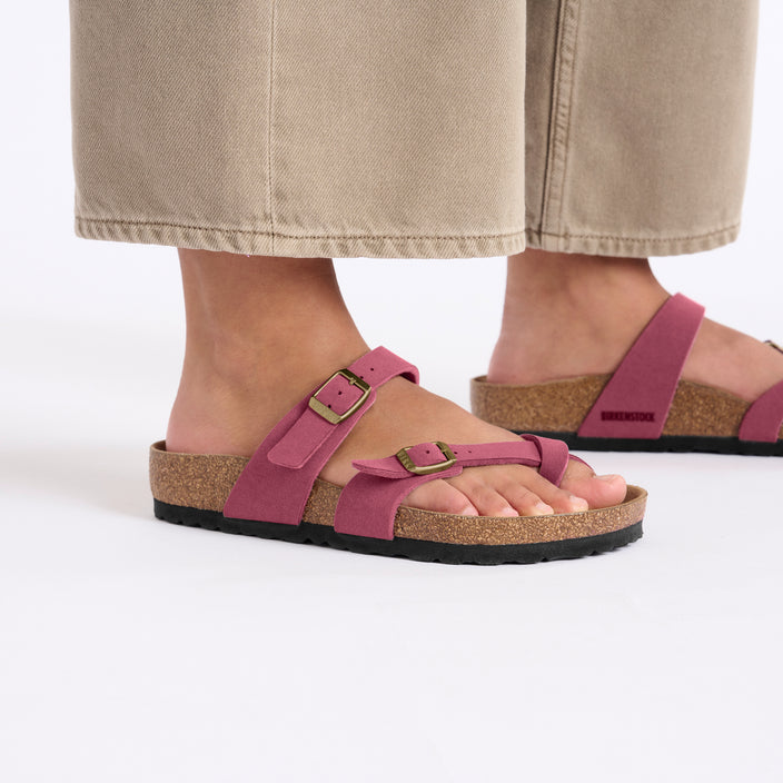 Birkenstock Mayari Vegan Berry Crush Synthetic on model 2