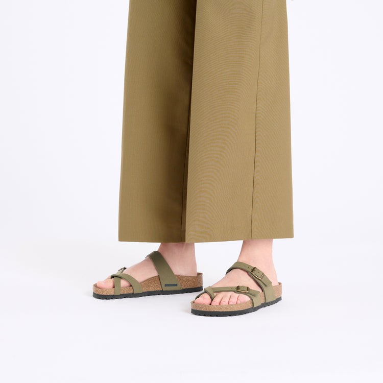 Birkenstock Mayari Vegan Pine Green Synthetic on model 1