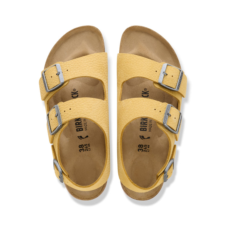 Birkenstock Australia Milano Archive Yellow Tumbled Nubuck Leather top view