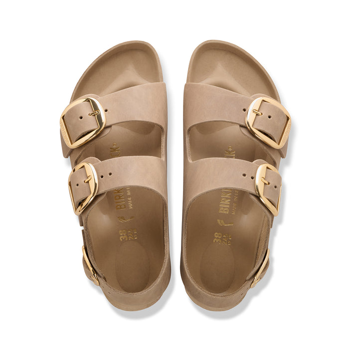 Birkenstock Australia Milano Big Buckle Tabacco Brown Oiled Leather top view