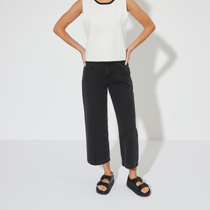 Birkenstock Milano Chunky Exquisite Black Smooth Leather on model 1