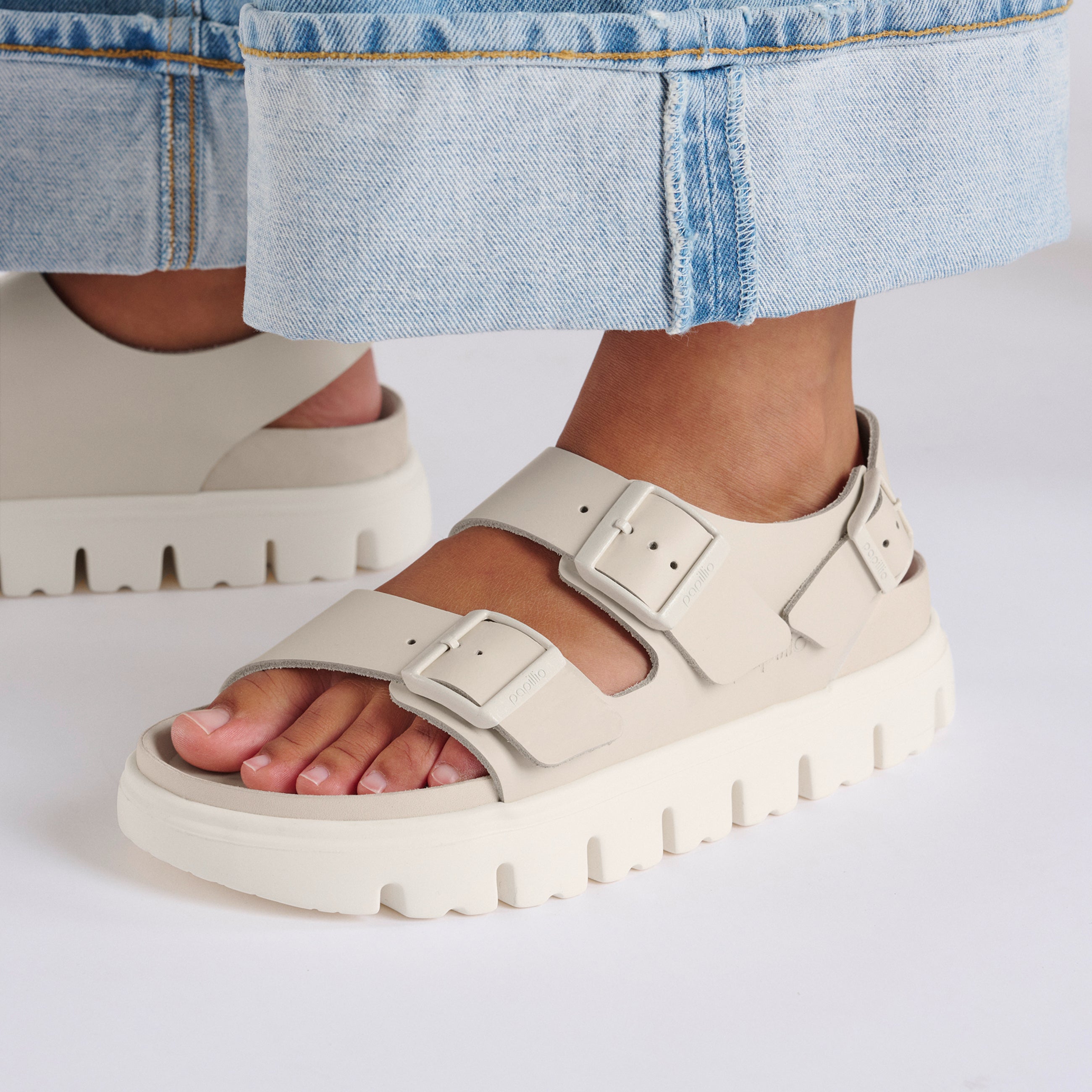 Birkenstock Milano Chunky Exquisite Eggshell Smooth Leather