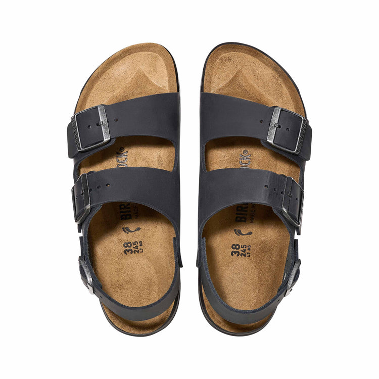 Birkenstock Milano Cross Town Black Oiled Leather top view